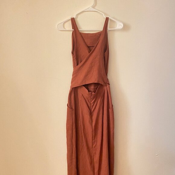 Rust Linen Axis Dress - Picture 3 of 9